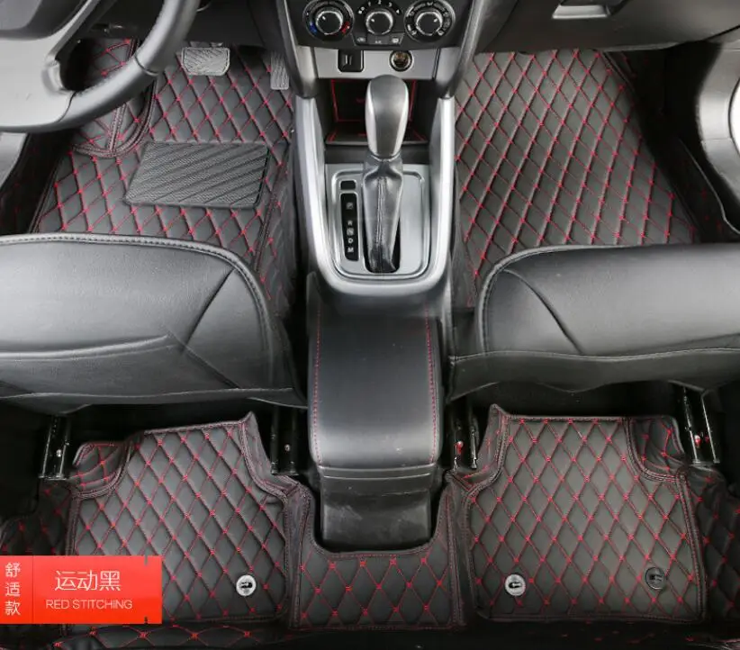 Для SUZUKI Vitara высокого качества из искусственной кожи специальные автомобильные коврики под заказ авто аксессуары Стильный коврик для автомобиля крышка - Название цвета: black red