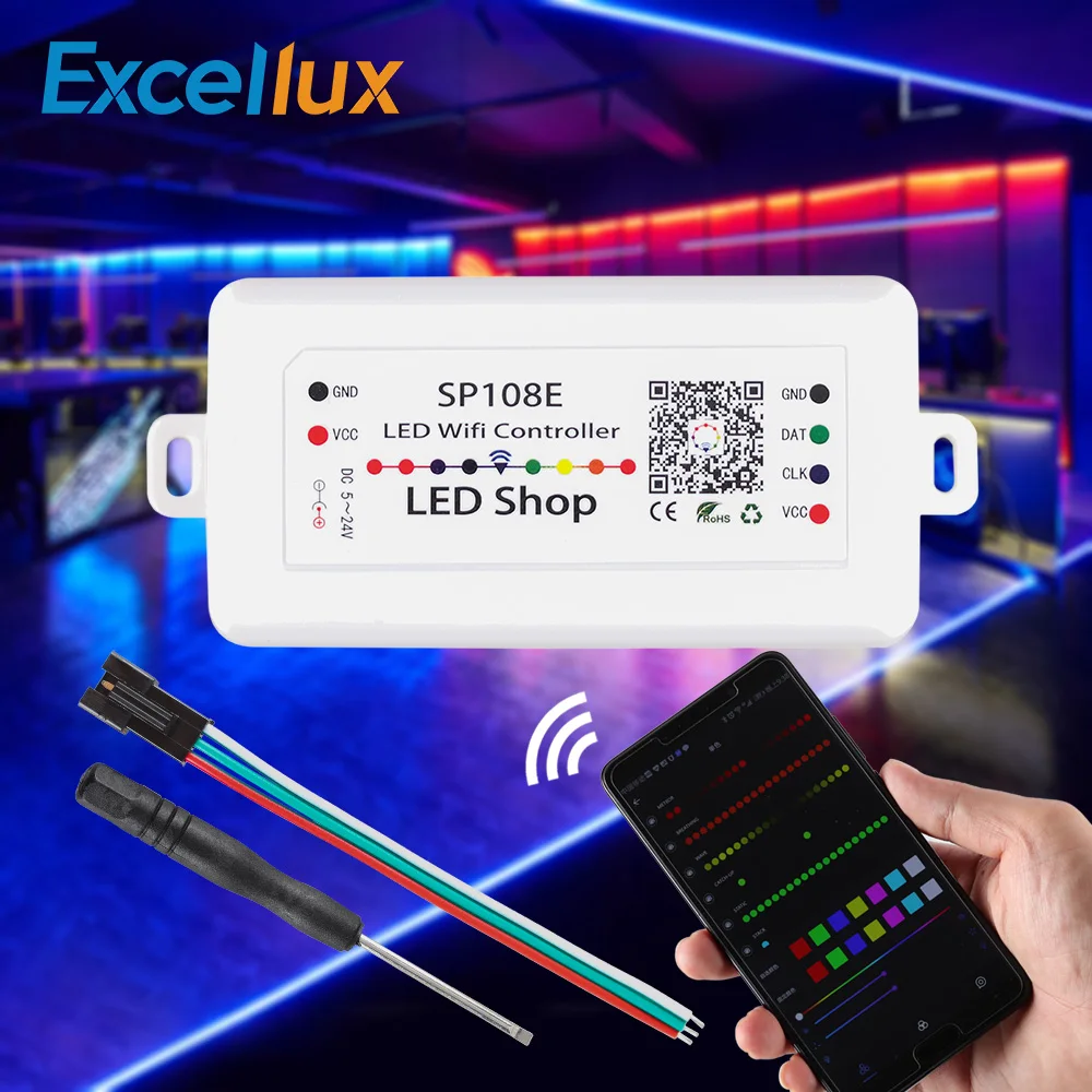 

5V~24V SP108E WIFI LED Controller WS2812B WS2811 WS2801 LED WiFi Controller,iOS Android App Wireless Remote Control for SK6812