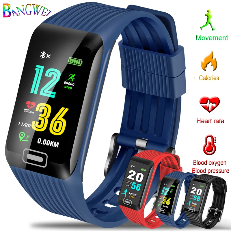 

BANGWEI Smart Watch Men Women Heart rate blood pressure blood oxygen monitor IP67Waterproof Sport Smartwatch for ios android+BOX