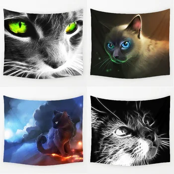 Comwarm 3D Creative Cool Cats Series Pattern Polyester Tapestry Animal Printed Wall Hanging Mural Gobelin Living Room Home Decor