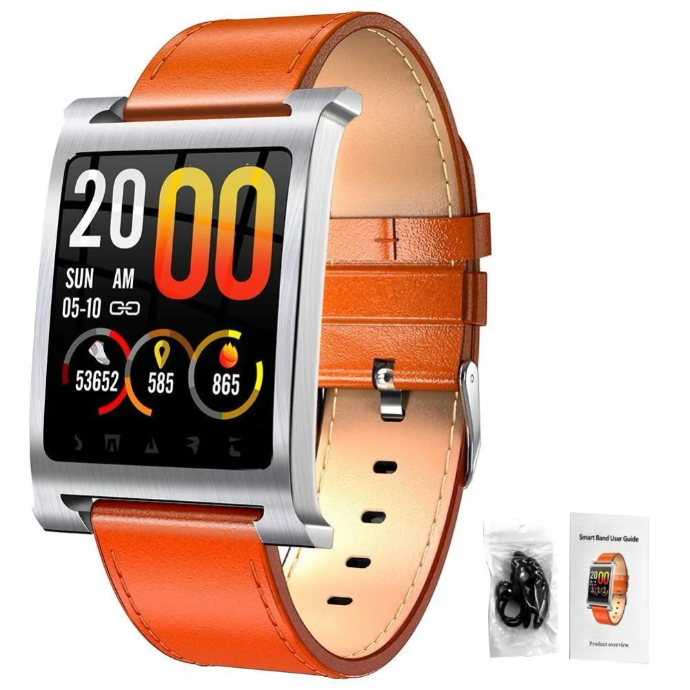 

Timethinker K6 IP68 Waterproof Smart Watch Leather Smartwatch Blood Pressure Heart Rate Monitor Fitness Tracker Steel Watch