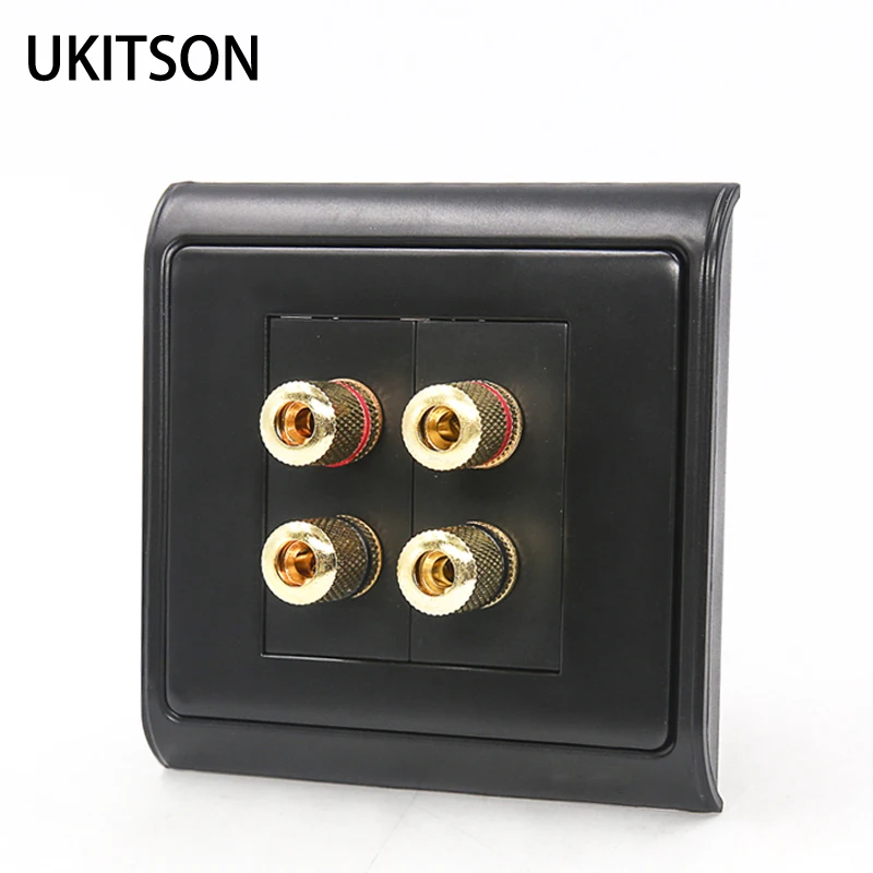 Black Color Luxury Wall Outlet Four Slots Speaker Socket For Sound