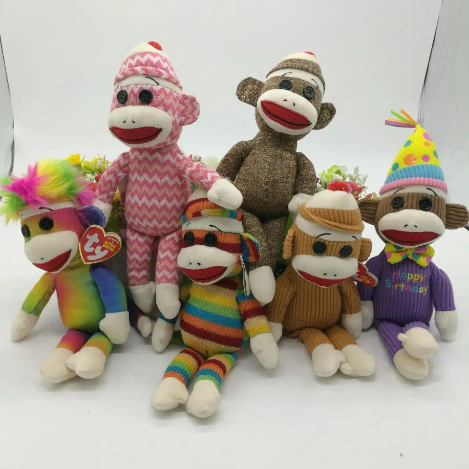 Aliexpress.com : Buy SOCK MONKEY zig zag rainbow tan TY BEANIE BABIES