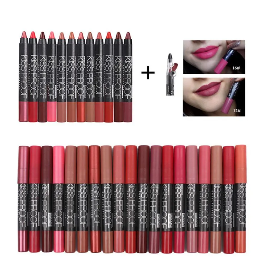 

New 12 Colors Sexy Lipstick MENOW 1pc Waterproof Solf Kiss Proof Lipstick Long Lasting Makeup Lip Gloss Pencil sharpener