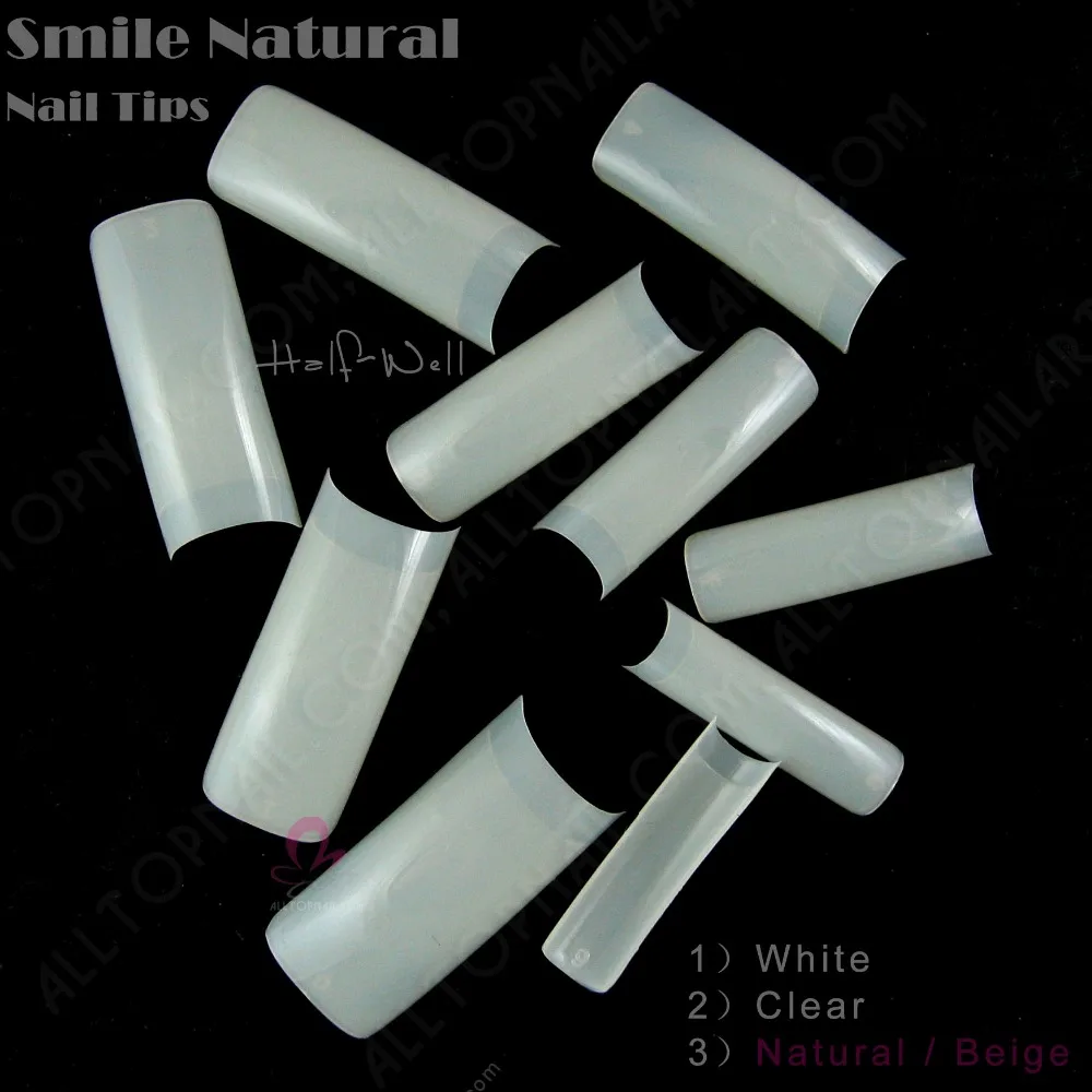 

French Salon Smile Well-less Nails 100pcs Natural Square Acrylic Artificial False Nail Tips -Free Shipping