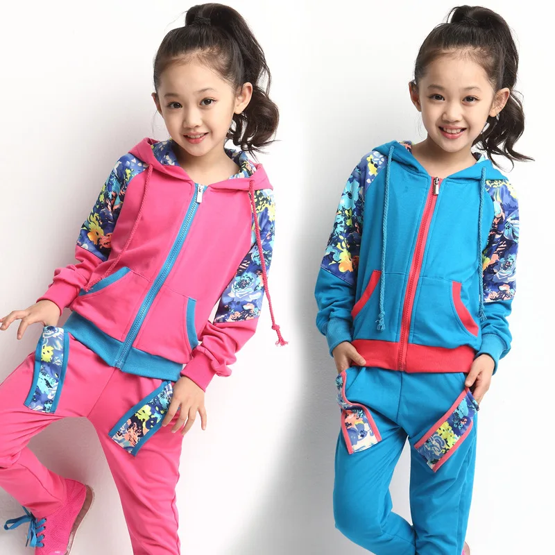 

2017Girl Clothes Fashion Flower Girls Spring&autumn Patchwork Set Clothes Baby Suits Kids T Shirt +Pants Children Clothing Set