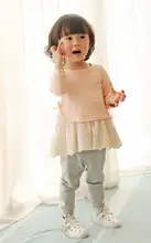 2016 Spring New Baby Girl T-shirts Lace Bottom Cotton Patchwork Long Sleeve T-shirts Baby Clothing 0-3T 4231