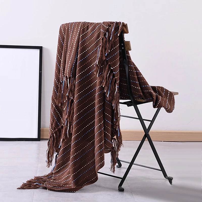 Вязаное шерстяное одеяло для кроватей с кисточкой Манта кобертор массивные трикотажные одеяла Диван плед Рождественское украшение для дома