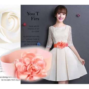 

Fashion Women's Big Beautiful Chiffon Flower Belt Width Dress Elastic Waist Belt Pretty Girls Gift Romantic Accestory
