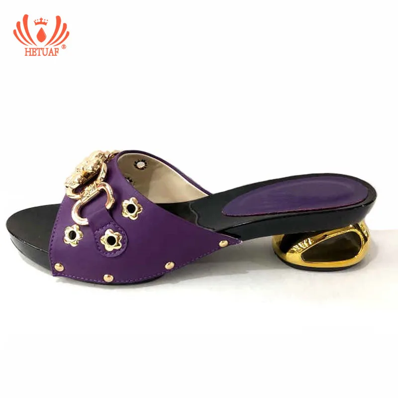 

2019 New Purple Color Italian Ladies Sexy Low Heels Pumps Rhinestones Big Size 37 To 44 High Quality Slip on Women Parties Shoe