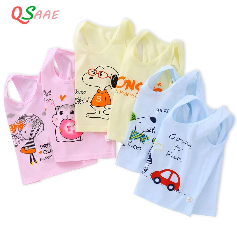 Baby Boys Girls Tanks Tops Solid Candy Color Children Vest Beach Camisoles Kids Underwear 100% Cotton Sleeveless T-shirts VE006