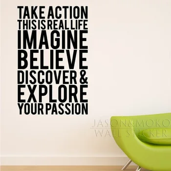 

DIY Lettering Word Quote Take Action Imagine Believe Vinyl Wall Stickers Home Decoration Art Mural Wallpaper Living Room 55X85CM