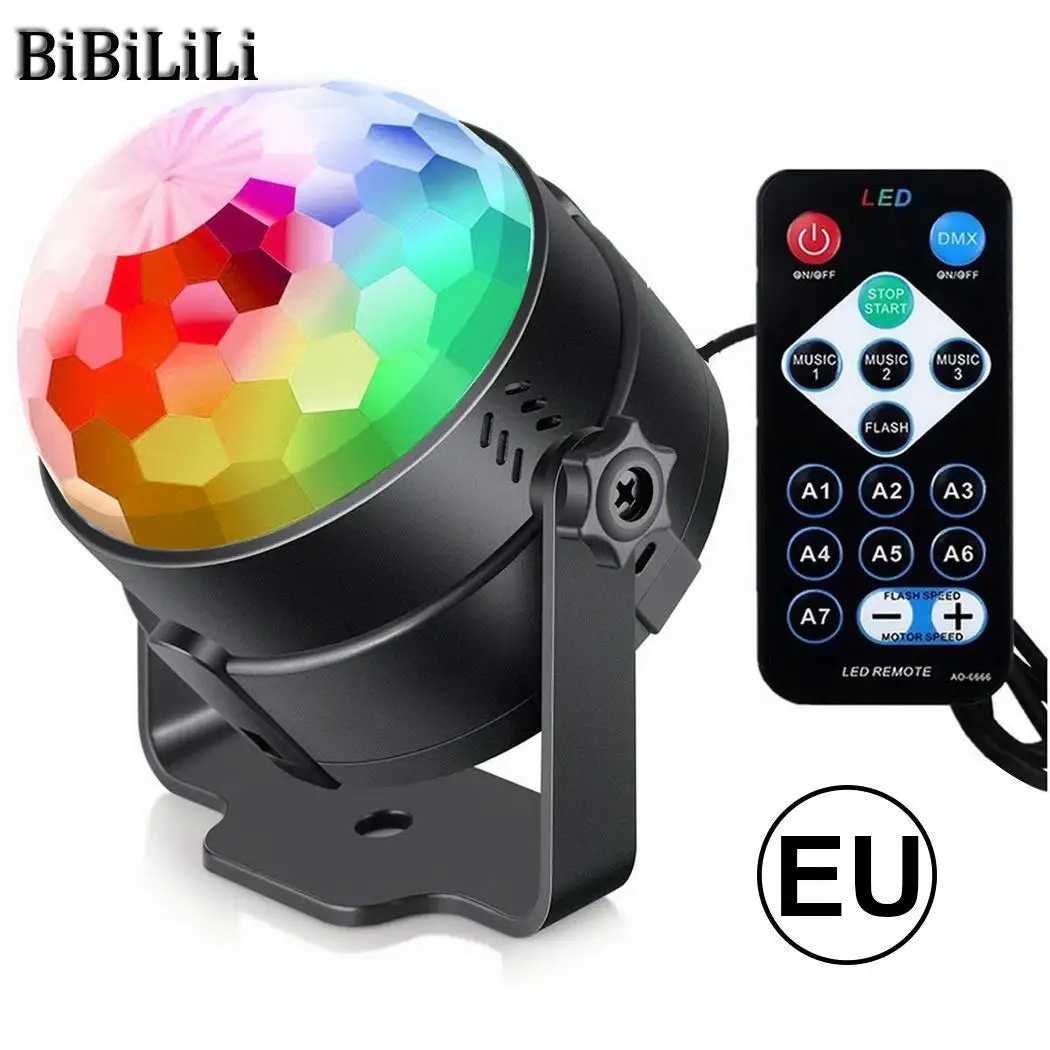 

play and Ball Sound Led Actived 220V Light Remote Disco it with install Control just 7 to plug Easy Stage Crystal Modes