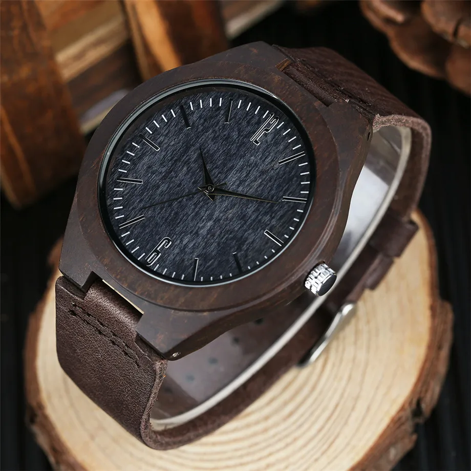 2017 Creative Carbon Black Face Wooden Watches for Men Women Gifts Handmade Bamboo Wristwatches Fashion Sport Quartz Watch Male (15)