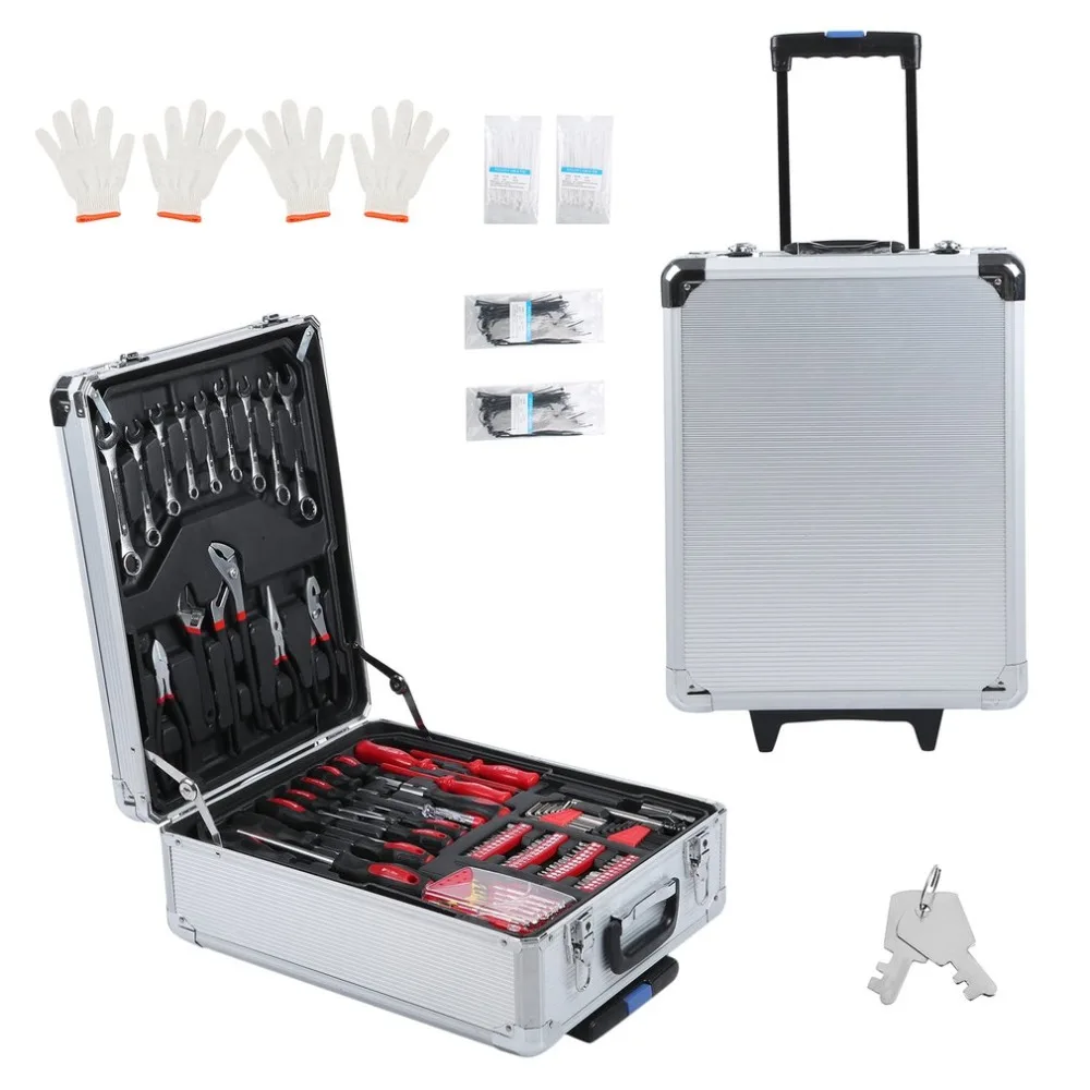 

Newest Tool Kit 621 PCS/Set Tool Trolley Set With Aluminum Alloy Carrying Box Precision Garage Mobile Workshop Toolbox