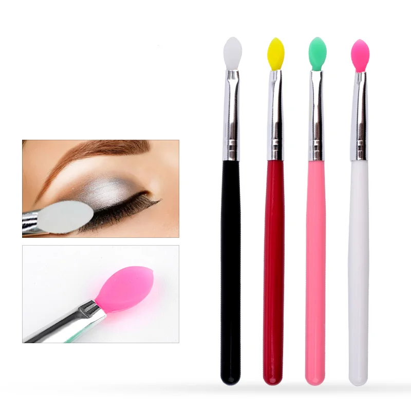 

Hot Sale 4 Colors Silicone Head Eye Shadow Applicator Natural Eye Shadow Brush Professional Makeup Tools