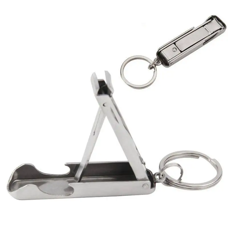 

2 In 1 Multifunction Keychain Outdoor Pocket Tool Handle Bottle Opener Nail Clippers Cutter Car