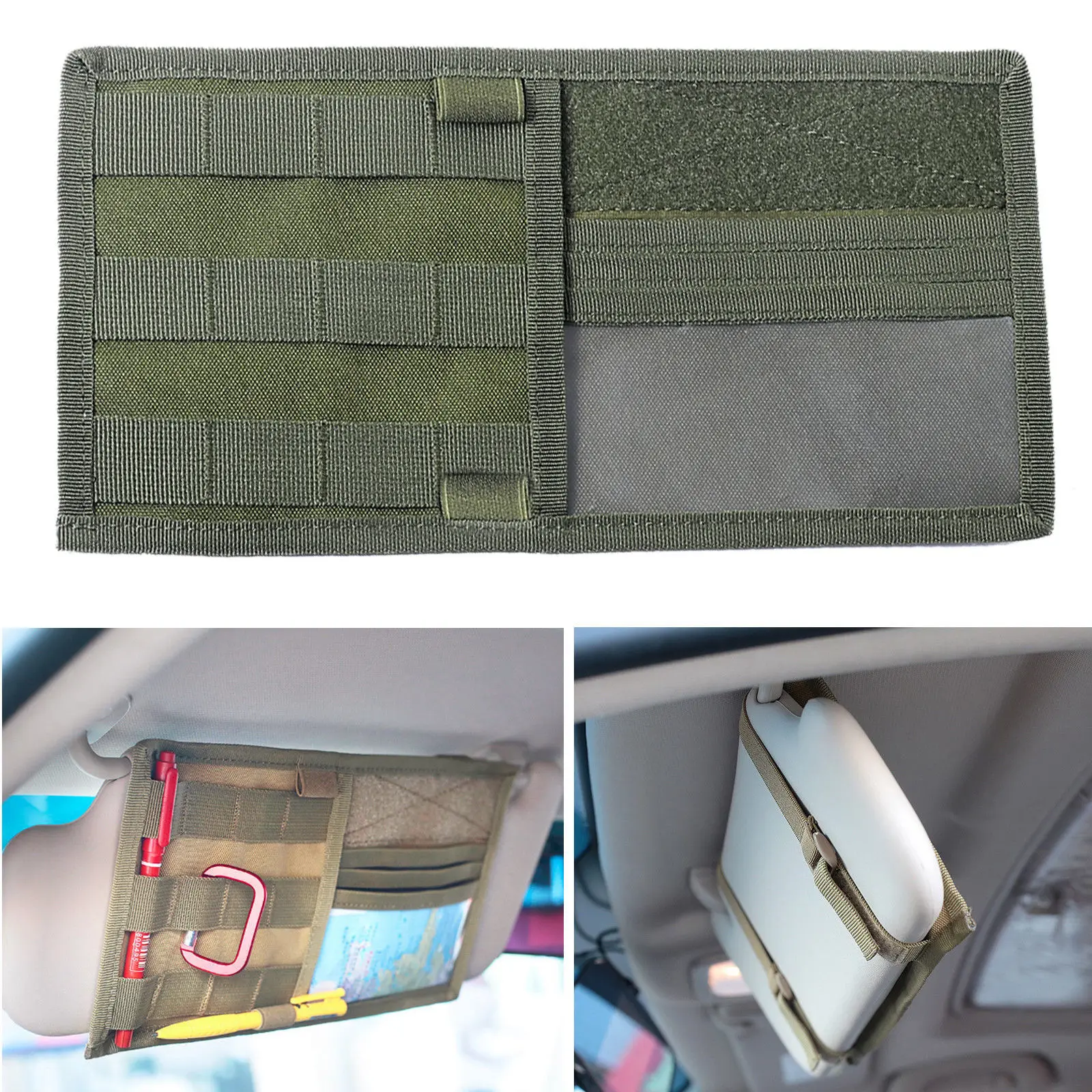 Tactical MOLLE Vehicle Visor Panel Truck Car Sun Visor Organizer CD Bag
