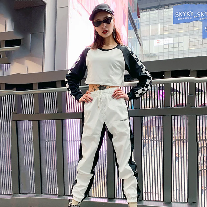 

Hip Hop Costume Adults Long Sleeve Modern Dancing Outfits Women Street Dancewear Jazz Clothes Dj Ds Gogo Performance Wear DT865