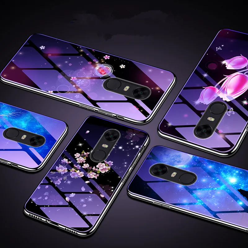 

Tempered Glass + TPU Back Case For Redmi 5 Plus 6 6A Soft Silicone Frame Luxury Phone Cover for Redmi S2 Y2 Note 5 Pro 4 4X
