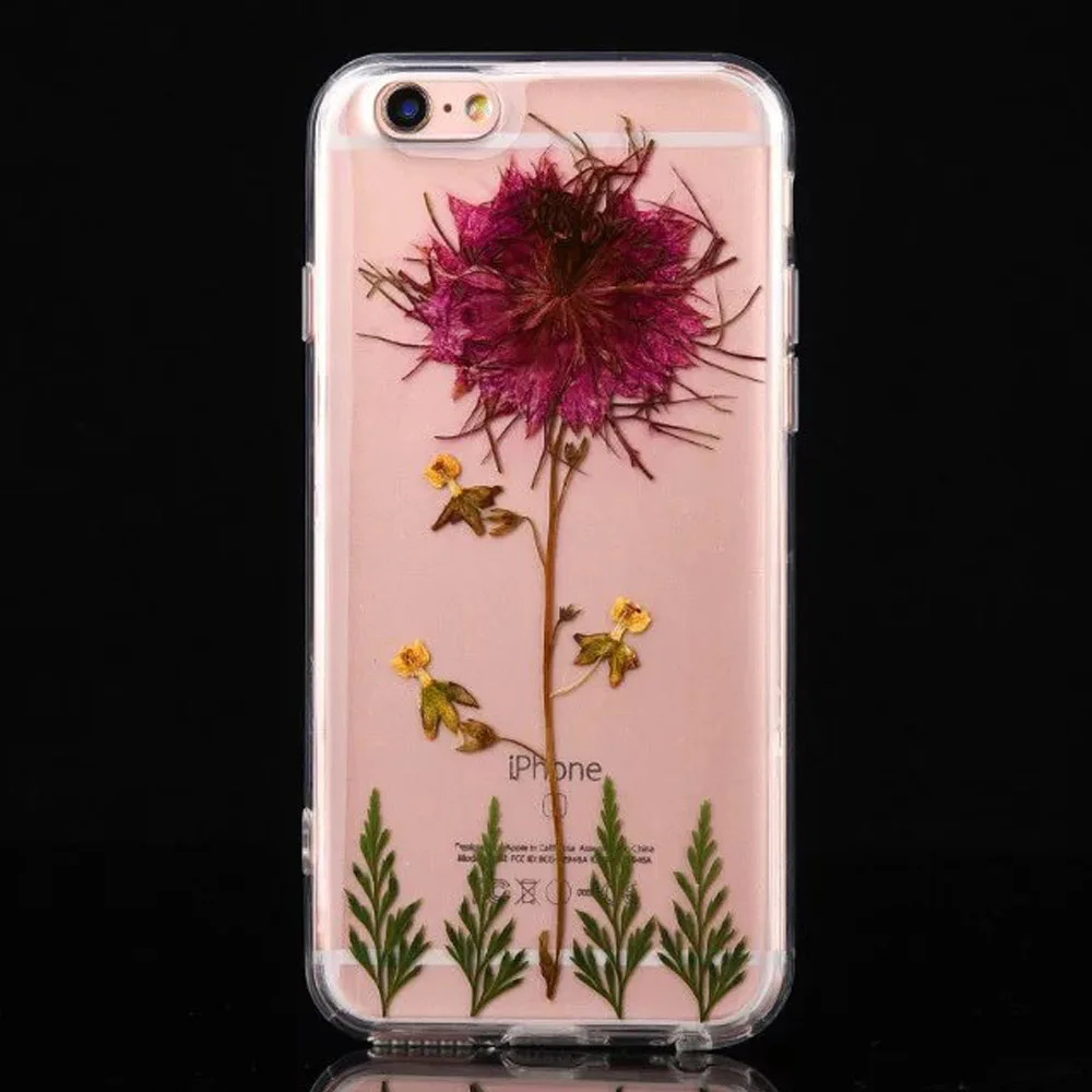 

Real Dry Flower Phone Case for iPhone 6 6s Plus 5 5S SE 5G Samsung S7 TPU Back Cover Shell for S7 Elegance Protective Shell