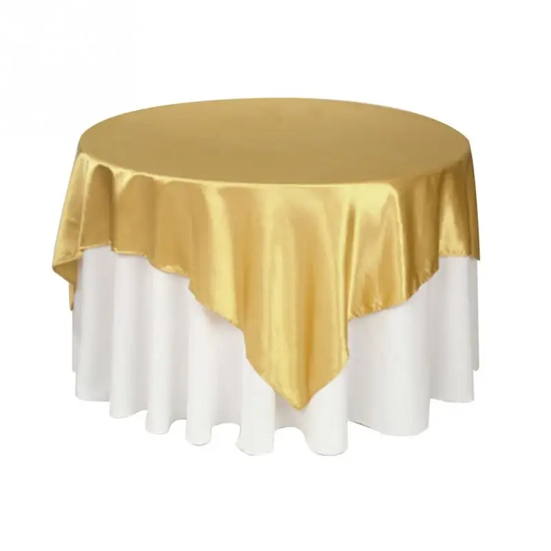

145 x 145cm Solid Polyester Square Satin Tablecloth Table Covers For Wedding Party Restaurant Banquet Decorations