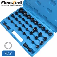 Flexsteel Новые Прибыл 36-часть 3/8-Дюймовый и 1/2-Inch Привод Гнездо Влияние Множество, дюймовая/Метрическая, Cr-v, 6-точка