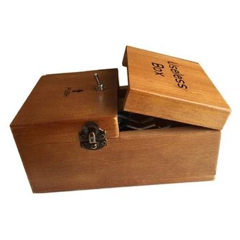 

Wholesale HOT-Turns Itself Off Useless Box Leave Me Alone Machine Assembled in Real Wood Gift Brown