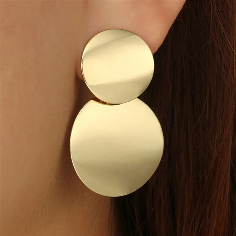 Big Round Trendy Earrings Metal For Women GiftHot 1Pair Gold Plated Fashion Jewelry | Украшения и аксессуары