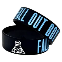 1PC Fall Out Boy Rock Style Music Band cinturino in Silicone 1 pollice di larghezza nero