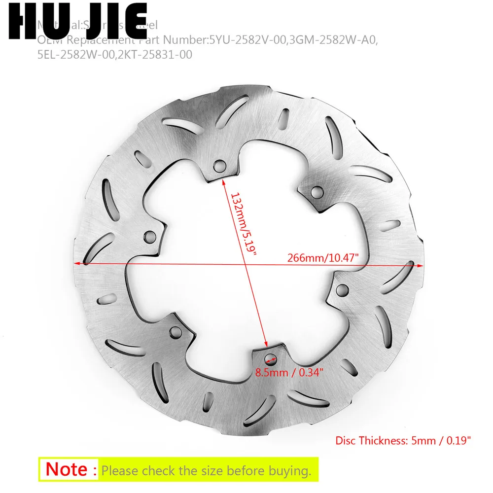Мотоцикл задний тормозной ротор дискового тормоза для Yamaha MT 01 2005-2009 XJR1300 1998- FJR1300 5JW 2001-2005 FZ750 1985-1986