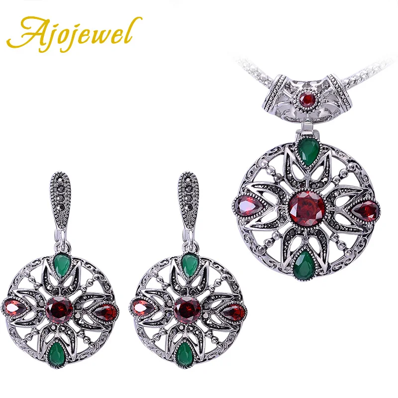 Ajojewel этнические наборы ювелирных изделий для женщин Винтажный цветок красочные