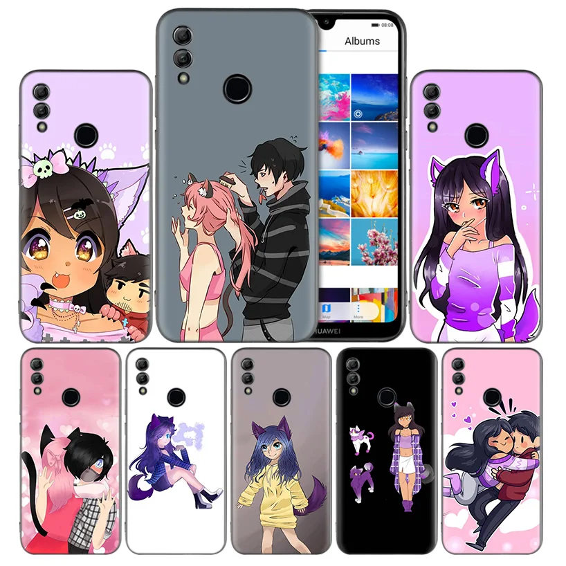 

Aphmau Kawaii Anime Black Silicone Case Cover for Huawei Honor 8X 8C 8A 8S 10 10i Lite Play V20 Y9 Y7 Y6 Y5 Prime 2018 2019