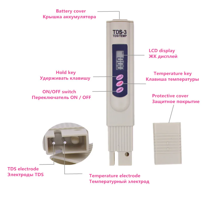 Портативный тип Ручки Цифровой TDS метр тестер фильтр воды калибровка по удержанию темп боты скидка 39