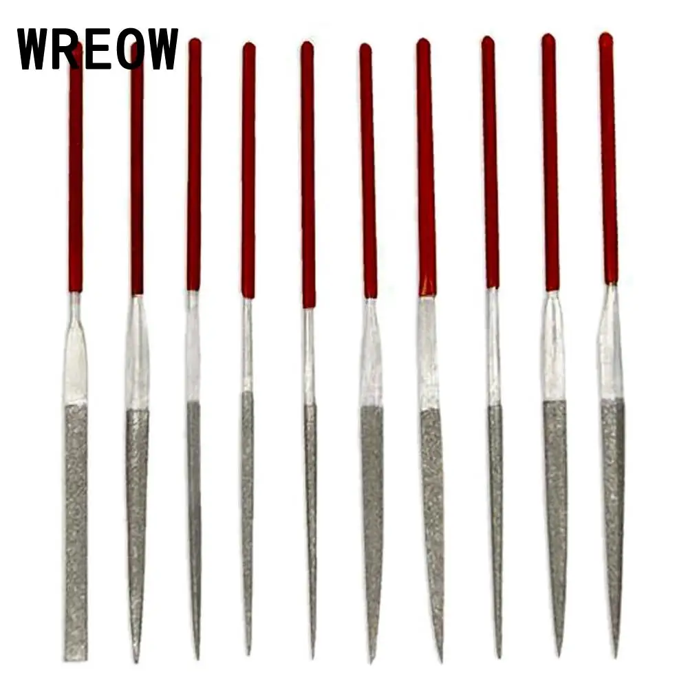 

Hot 10Pcs/Set 3mm x140mm Diamond Coated Riffler Needle File Set Jewelry Crafts Glass Cutting Carving Craft Repair Tools