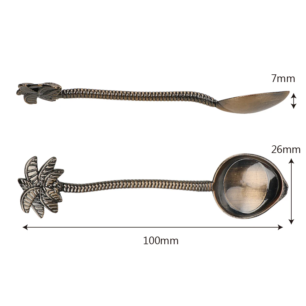 Столовая посуда из цинкового сплава, винтажный Королевский стиль, маленькая, для бара, вечерние, для мороженого, десертная ложка, чайная, кофейная ложка, форма кокосового дерева