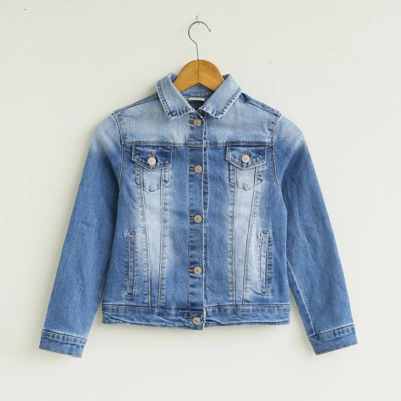 Весенне-осенняя повседневная детская синяя ковбойская куртка детская одежда Модная Джинсовая куртка джинсовый топ для девочек джинсовое пальто для девочек От 3 до 15 лет