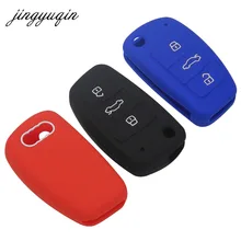 jingyuqin Silicone Flip Car Key Case Skin for Audi A1 A3 A4 Cabriole A6 TT Allroad