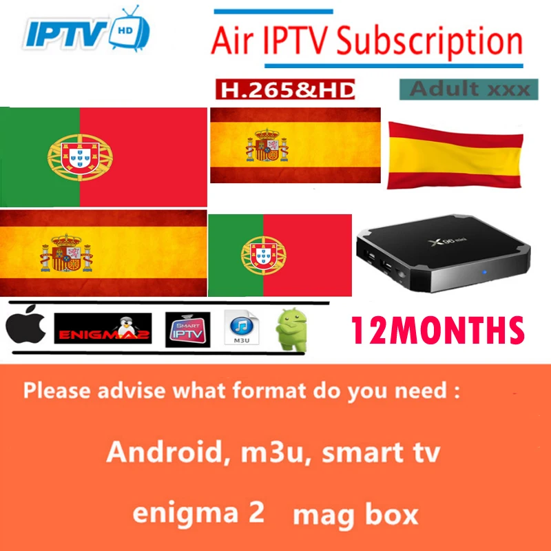 

Spain Portugal France IPTV 4000+ Live/VOD Support Android enigma2 TVIP Smart tv box
