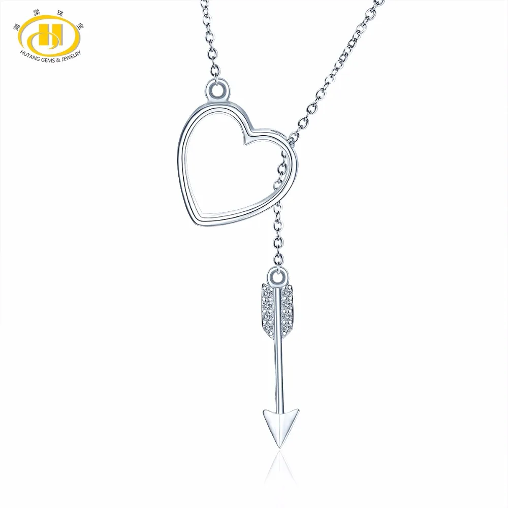 

Hutang Valentine Gift Heart Solid 925 Sterling Silver Pendant Necklace Fine Fashion Jewelry For Women Girl Gift 16+1 Inches