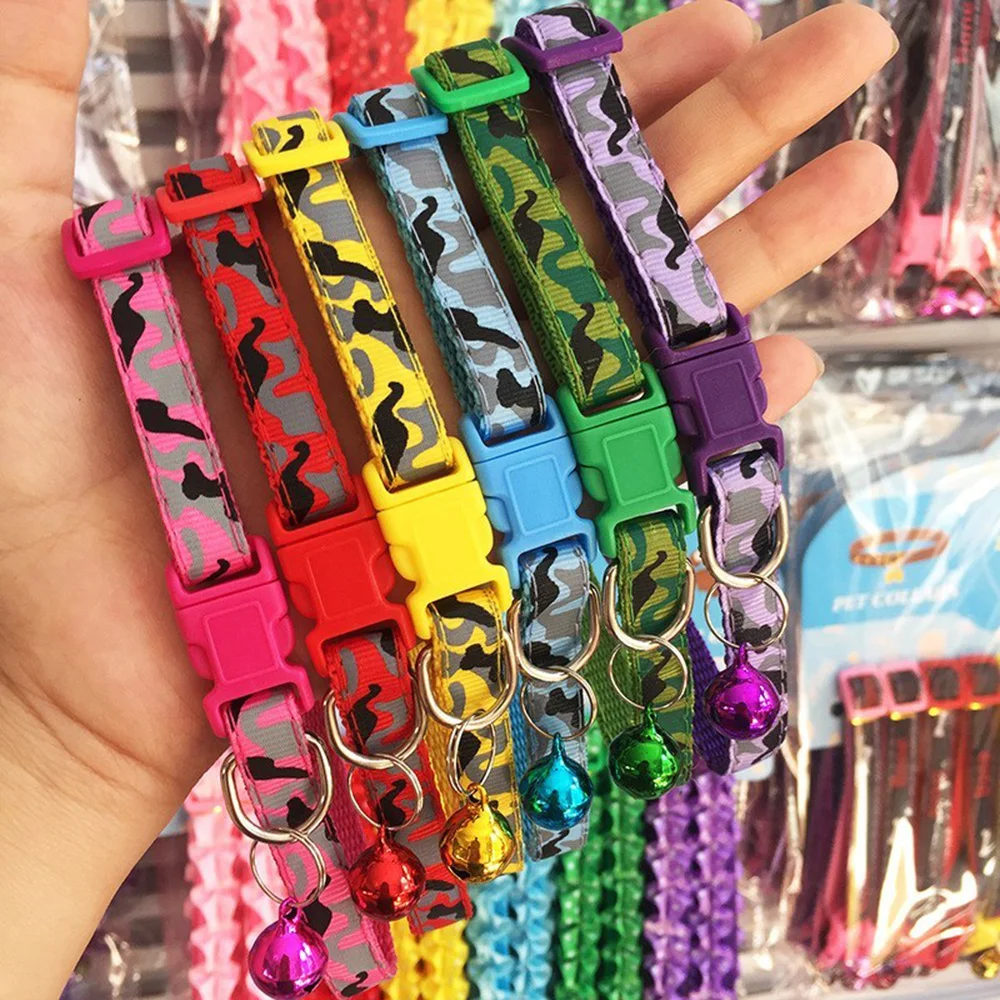 

Kitten Collar With Bell Cat Collars Break Away Buckle For Pets Camo Adjustable