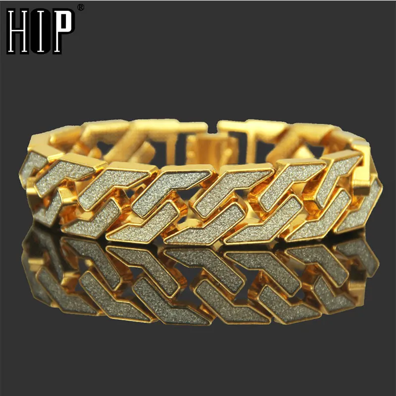 Hip Hop Gold Color Plated Micro Pave Cubic Zircon Bracelet Iced Out