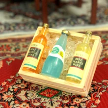 1:12 милый мини кукольный домик Миниатюрный ледяной винный шкаф и вино