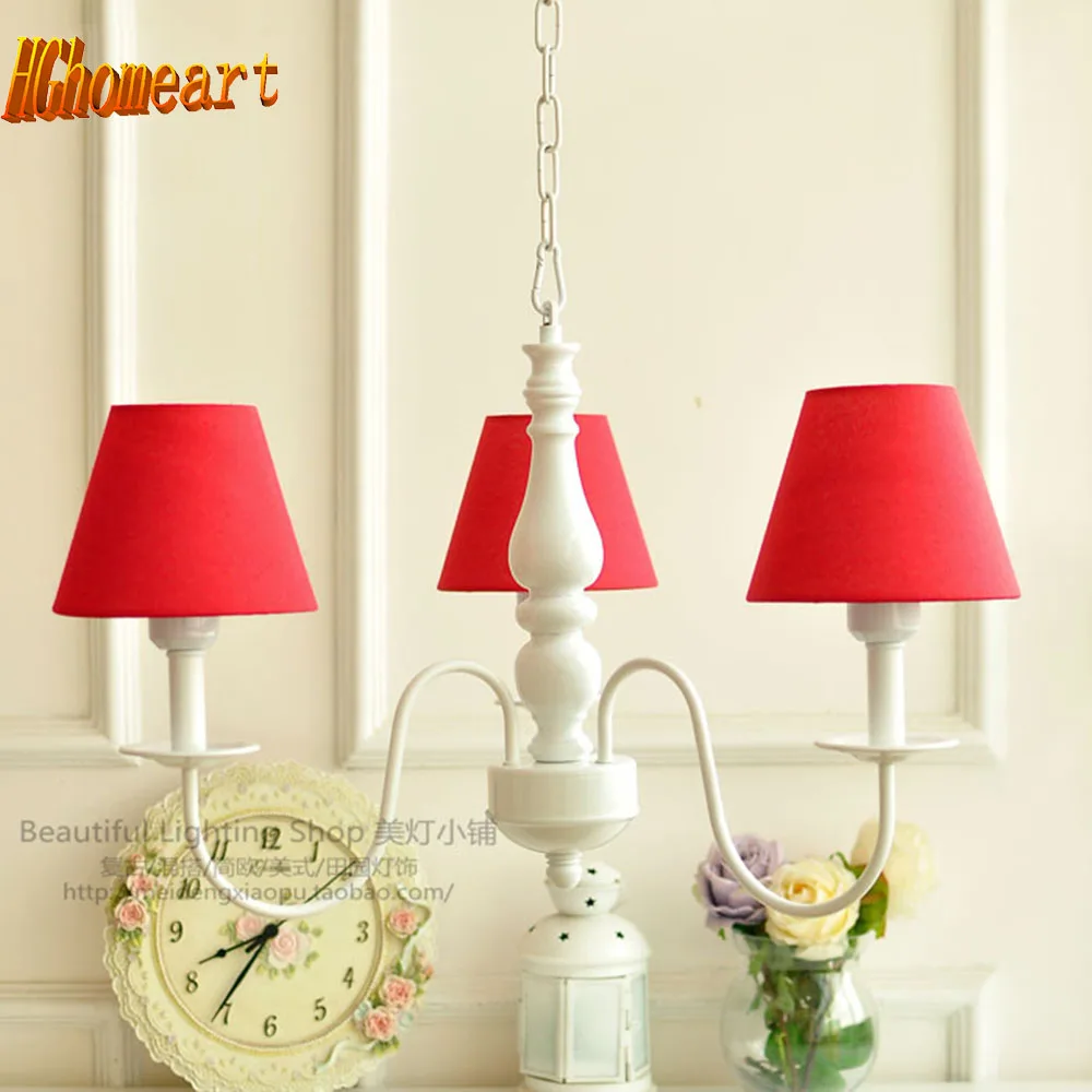 

High Quality Princess Room Farmhouse Resin Living Room Chandelier Led E27 Lamp 110V-220V 3 Head Suspension Chandelier Lighting