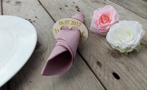 

Napkin rings "Initials and Date" / wedding / place cards / wedding decoration