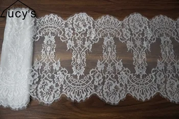 

29CM wide and thick quality scallop eyelash border lace off white for wedding gowns 15 Meters wholesale