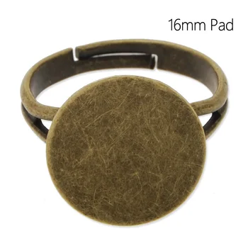 

Wholesale Antique Bronze plated Adjustable Ring Bases Blanks Jewelery Findings 16 mm Pad, 20 PCS-C4672