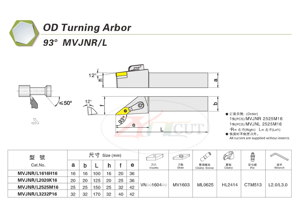 MVJNR2020K16 2525M16 3232P16 93 градусов Внешний токарный инструмент металлический токарный режущий инструмент, инструмент с ЧПУ цилиндрический