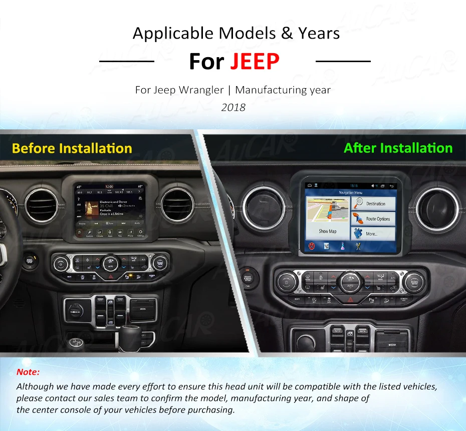 Cheap AuCAR 8.4" Android 8.0 car radio Car DVD Player for Jeep Wrangler jk 2018 car Stereo GPS Navigation system HD radio IPS WIFI 7