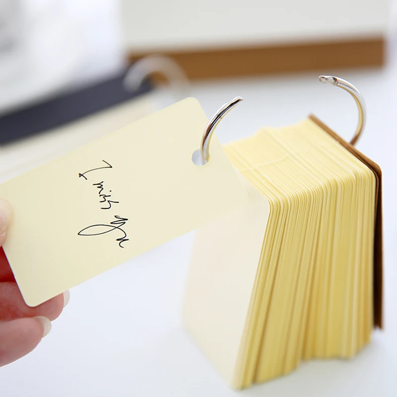 

Kraft Paper Binder Ring Easy Flip Flash Cards Study Memo Pads DIY Stationery